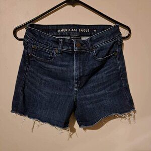American Eagle Shorts Womens SIZE 4 Super Stretch Blue Denim‎ Cut-Off Cotton
